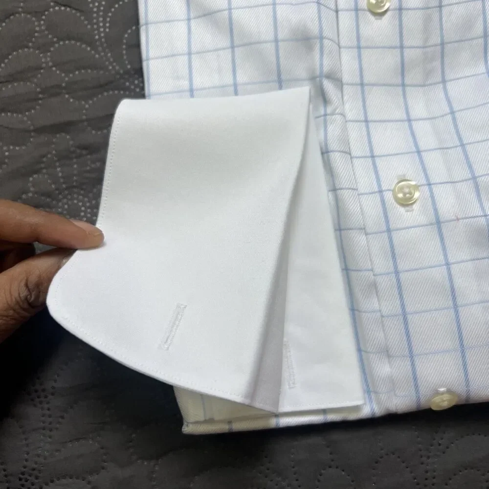 Paul Fredrick 140’s Two Ply Egyptian Cotton Light Blue Monogrammed EDE 16-34 NWT
